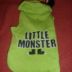 Party Dog Hoodie Little Monster Size Small Green With Black Horns NWT Halloween